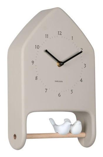 Karlsson Love Birds Wanduhr – Analog, 20 × 32 × 7,1 cm, Grau, Kunststoff