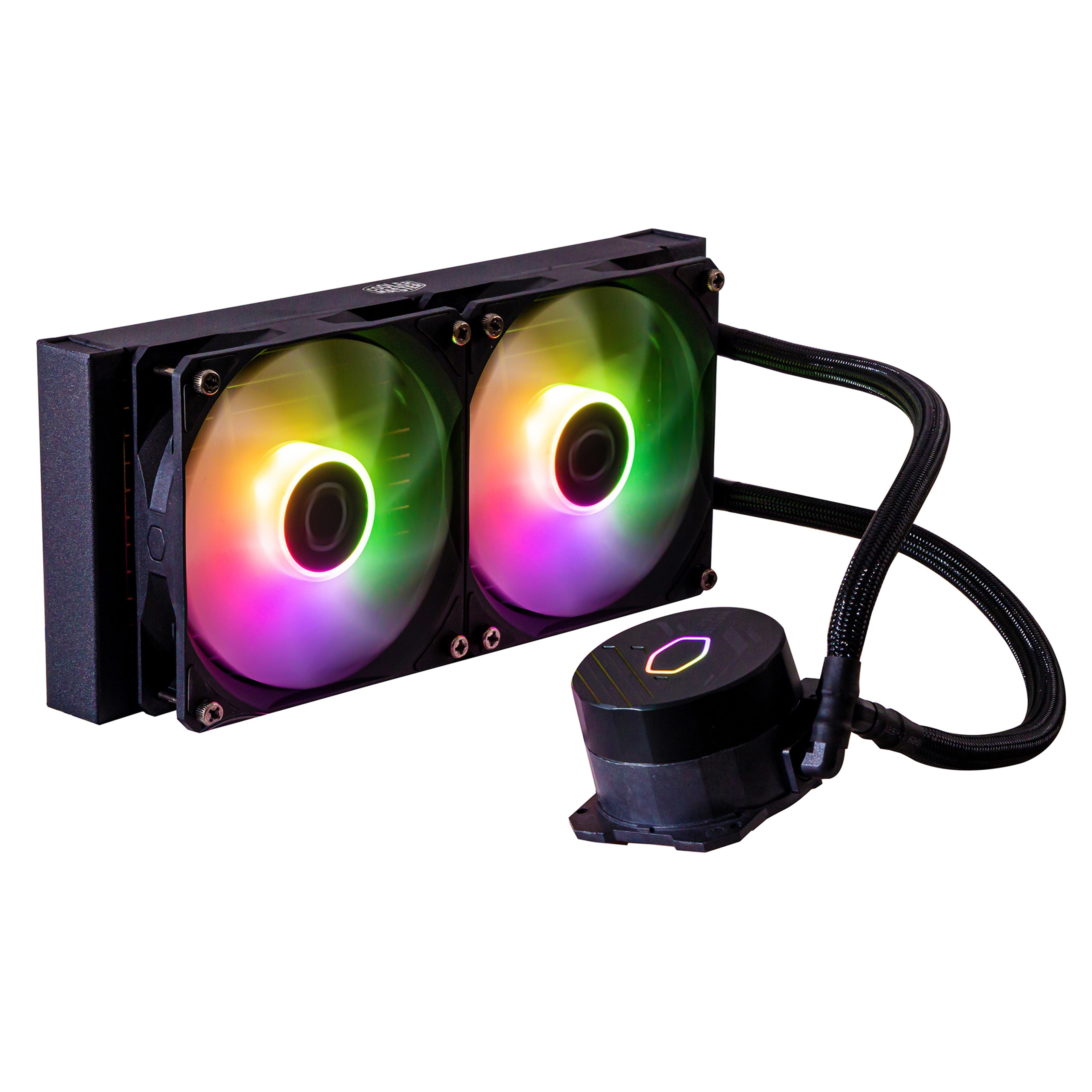 Cooler Master MasterLiquid 240L Core ARGB – Flüssigkeitskühlung – 240 mm, 2×120 mm Lüfter, Schwarz