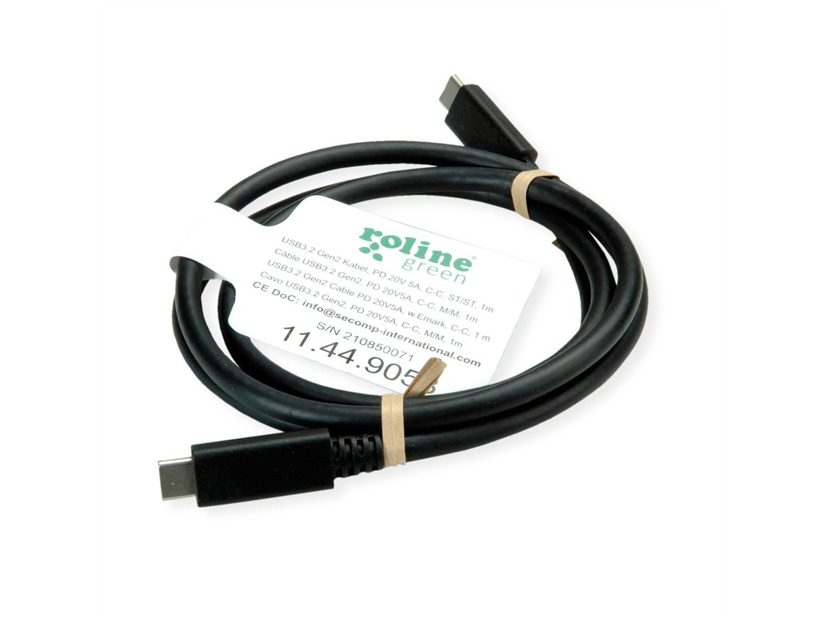 VALUE USB-C auf USB-C Kabel – USB 3.2 Gen 2 (10 Gbit/s) – 1 m – PD 100 W – Weiss