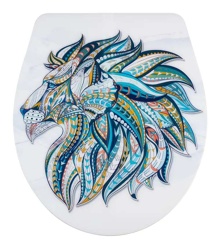 Diaqua Nancy Lion – WC-Sitz – Duroplast, Mehrfarbig, mit Deckel, Soft-Close, 38,5 × 45,2 cm