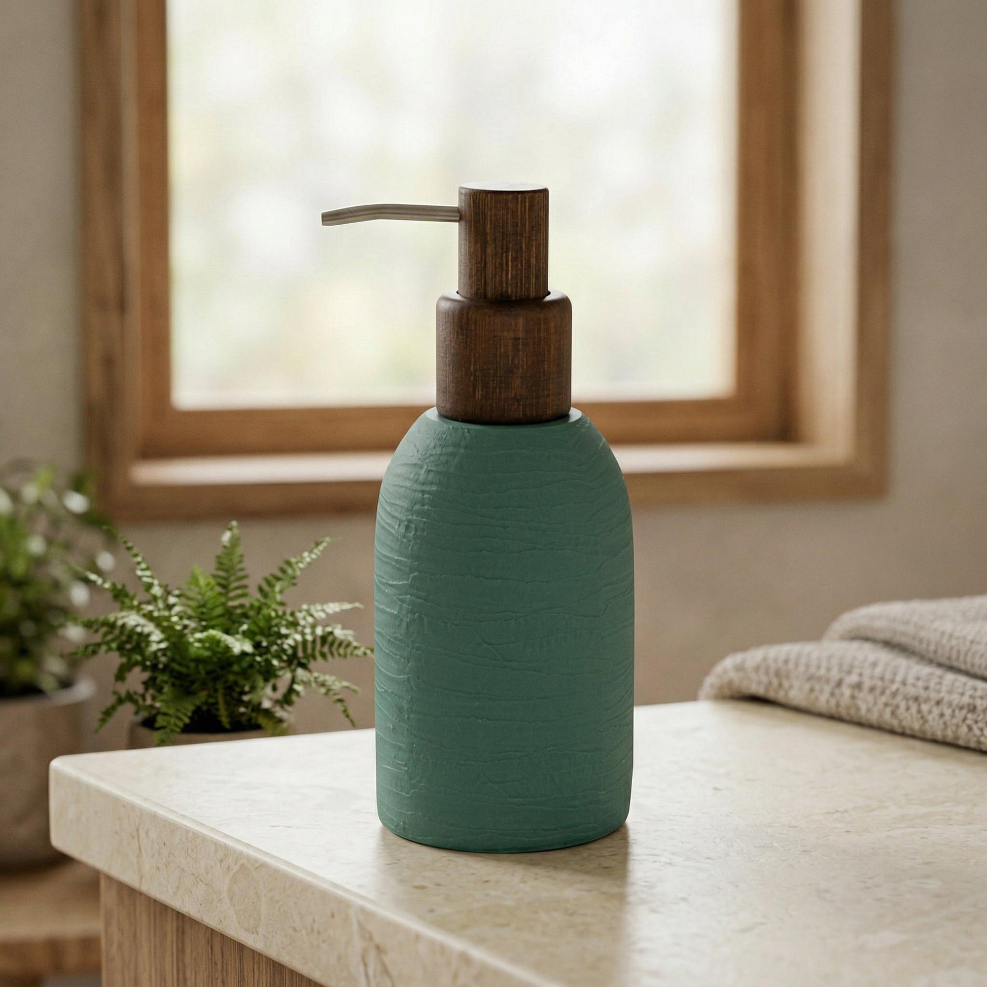 Kleine Wolke Harper Seifenspender – Bambus, Polyresin, Grün, 300 ml