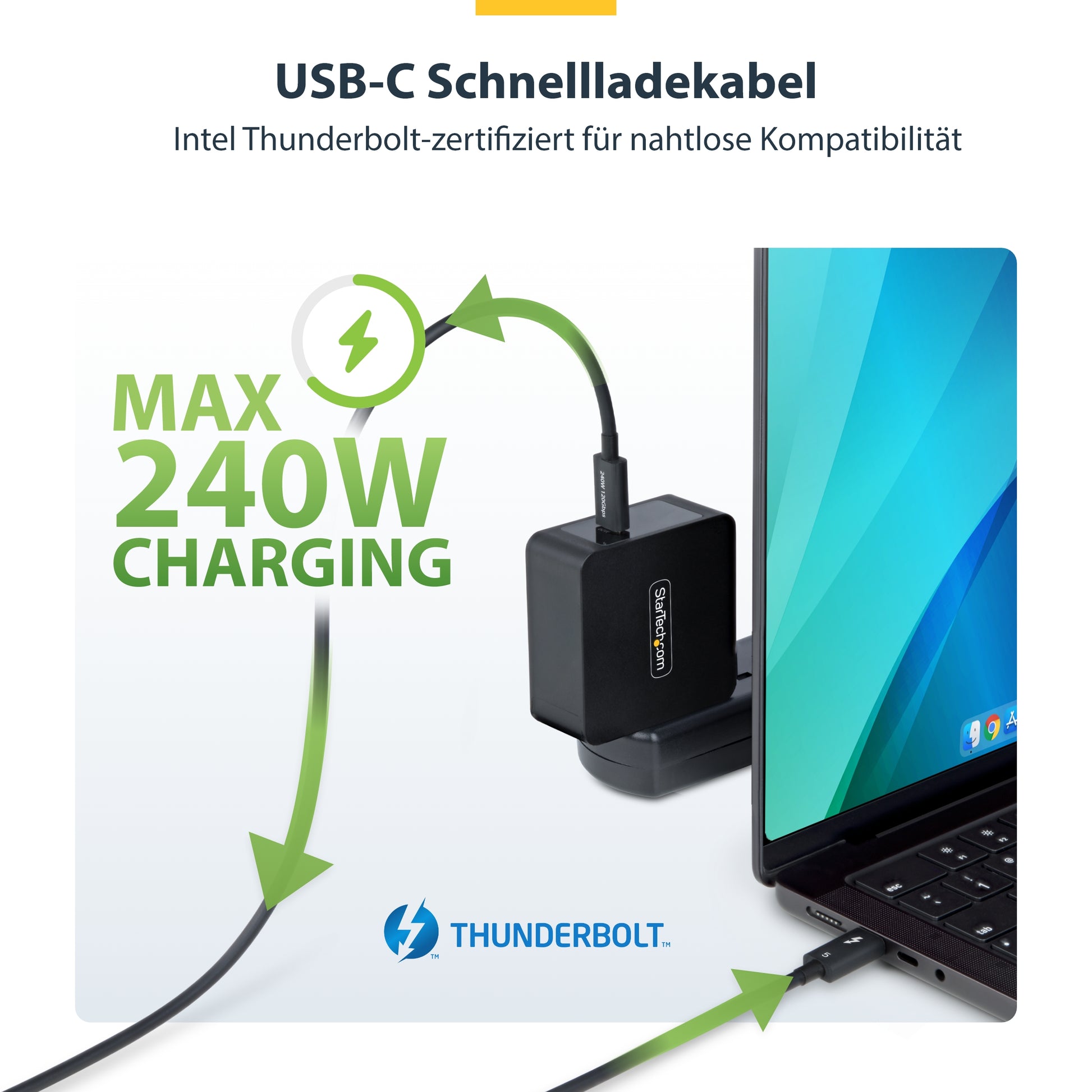 StarTech.com Thunderbolt 5 (USB-C) Kabel – 80 Gbit/s – 1 m – PD 240 W – 8K/60 – Thunderbolt-zertifiziert