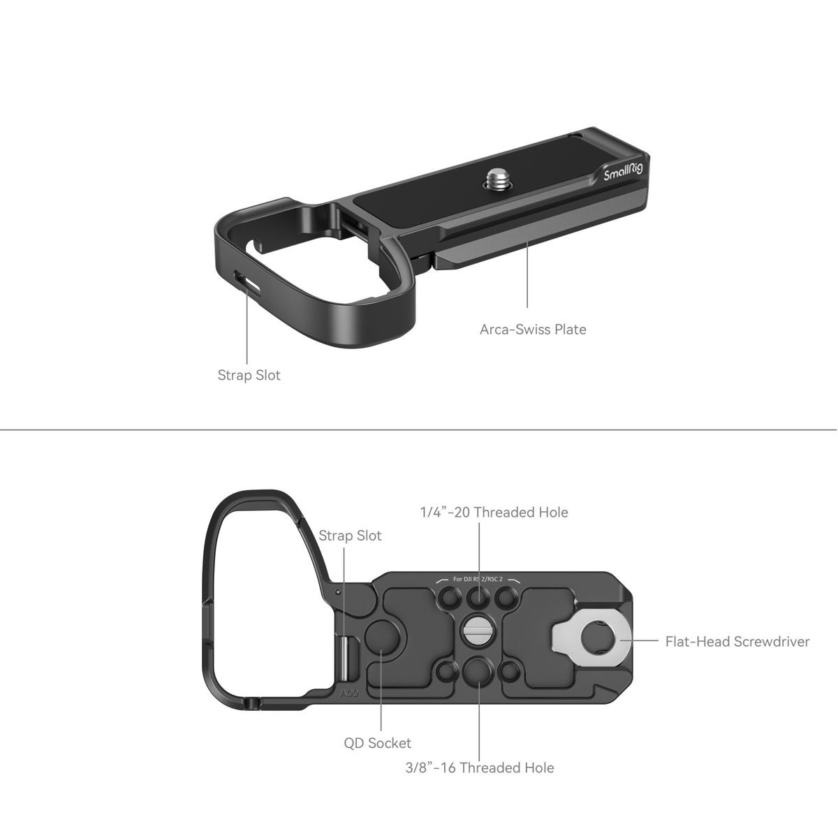 SmallRig 4338 Montageplatte – Schnellfreigabesystem, 1/4", 3/8" – für Sony A6700 – Schwarz