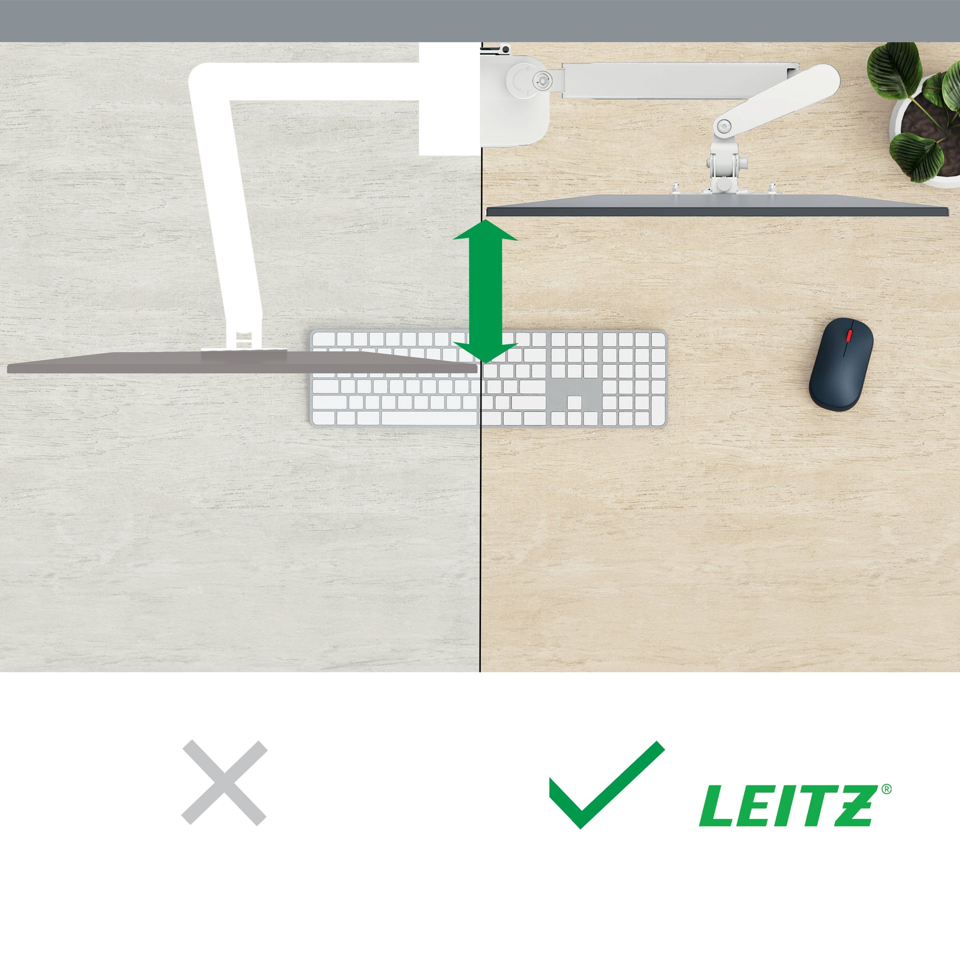 Leitz Ergo 64890085 – Monitorarm, Tischklemme/Tischdurchführung, bis 32", VESA 75 × 75/100 × 100 mm, 9 kg