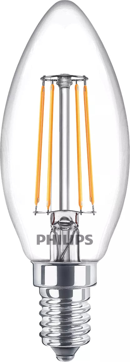 Philips by Signify Philips Leuchtmittel E14 B35 – Warmweiss 2700 K, 470 lm, 4,3 W – Transparent