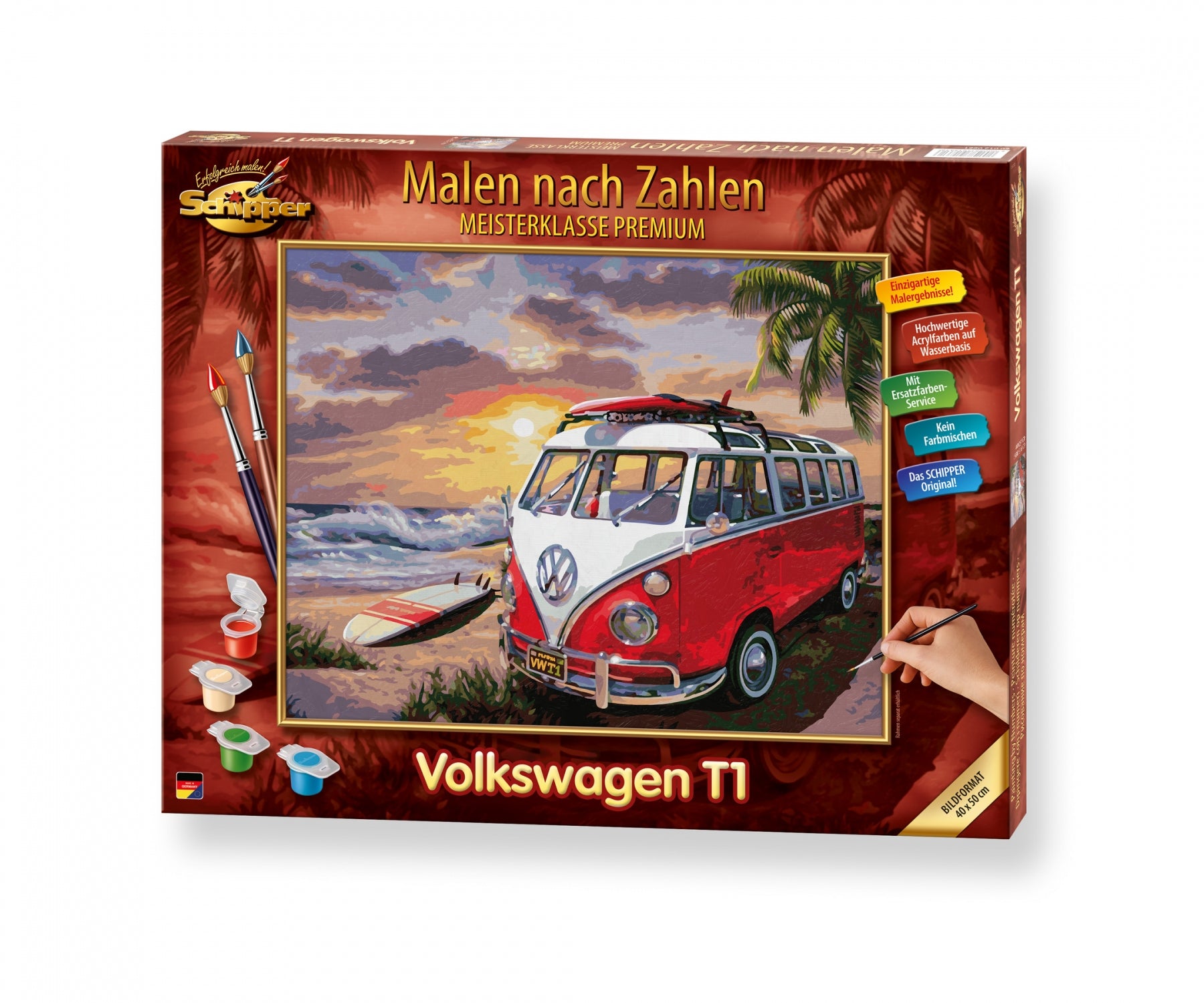 Schipper Malen-nach-Zahlen-Set – Volkswagen T1 – 50 × 40 cm – ab 14 Jahren