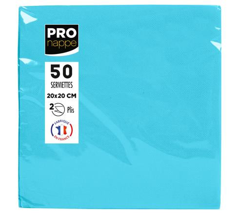 PRONAPPE Servietten hellblau – 20 × 20 cm, 2-lagig – 50 Stück
