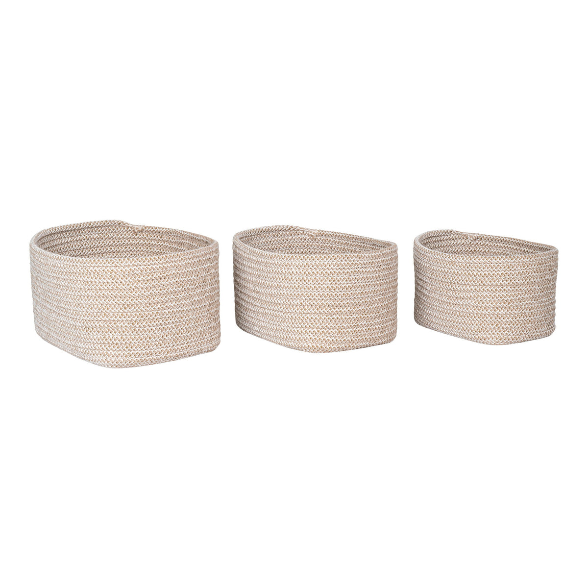 House Nordic Aufbewahrungskorb (ohne Deckel) – Baumwolle – Beige – 3-teiliges Set – 180 × 130 × 230 mm