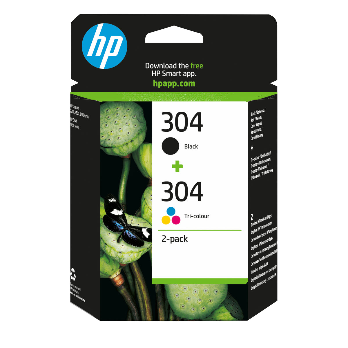 HP 304 Tintenpatronen-Multipack, Schwarz/Dreifarbig (Original) – für HP DeskJet 2620/2630/3750, Envy 5020/5030