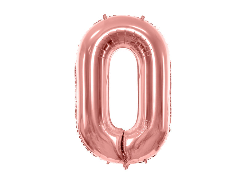 PartyDeco Folienballon Zahl 0 – Roségold – 86 cm – Folie – 1 Stk