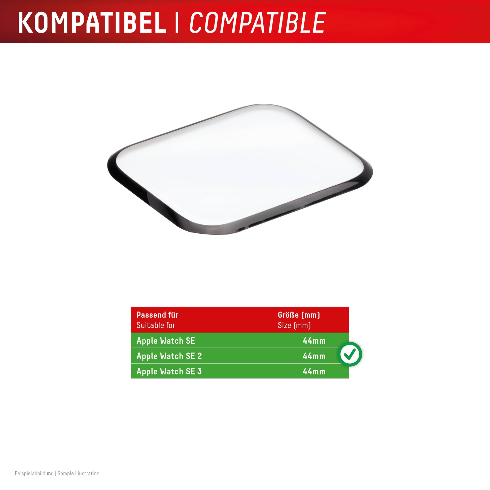 Displex Displayschutz für Apple Watch SE (44 mm) – Gehärtetes Glas, Transparent