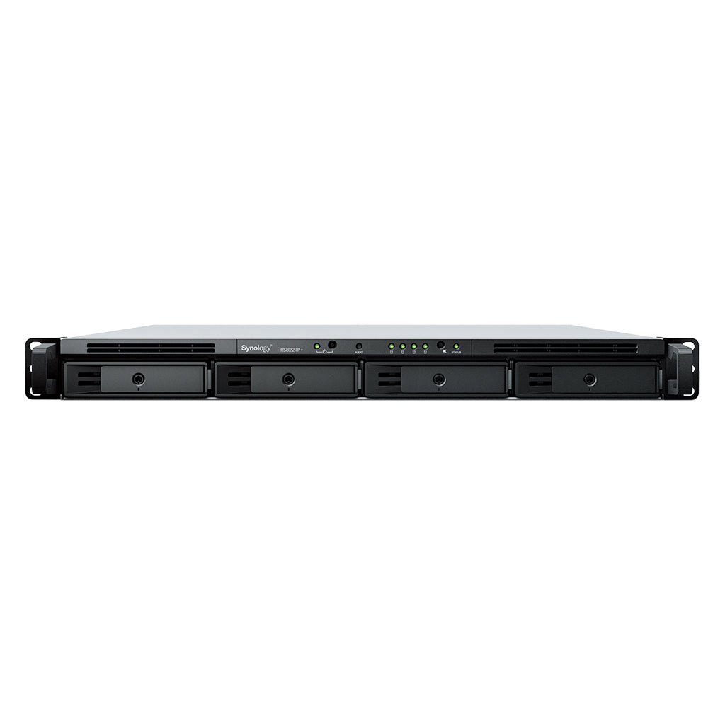 Synology RS822RP+ – 4-Bay Rack 1U NAS – AMD Ryzen V1500B, 2 GB RAM, 1GbE, DSM, redundantes Netzteil