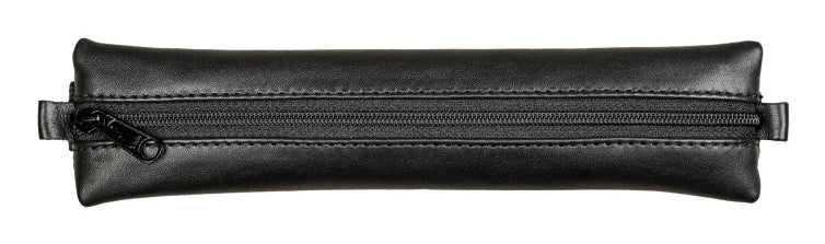 Clairefontaine Schlamperetui, leer, schwarz, Leder, 20 × 4,5 cm