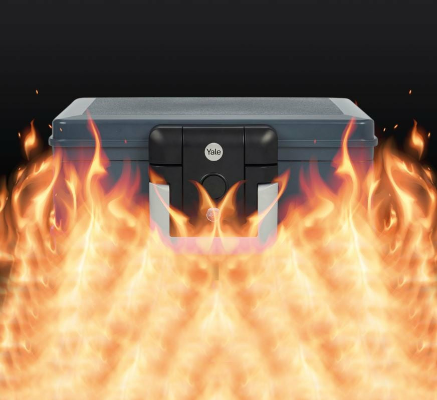 Yale Dokumentenkassette – mit Schlüssel, Kunststoff, schwarz, feuerfest, mit Tragegriff, 354 × 145 × 280 mm