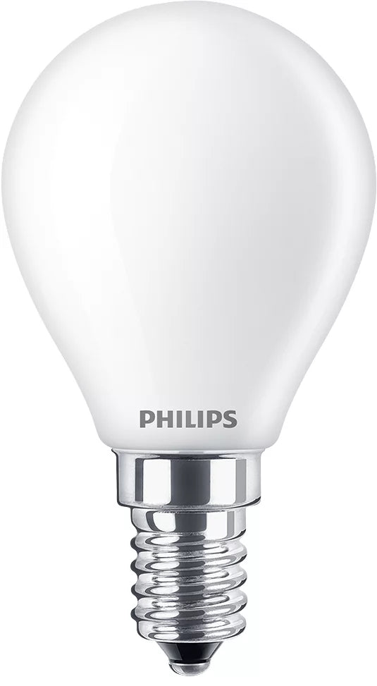 Philips by Signify Philips LED-Leuchtmittel E14 P45 – Warmweiss 2700 K, 250 lm, 2,2 W – IP20 – 1 Stk. – Milchglas