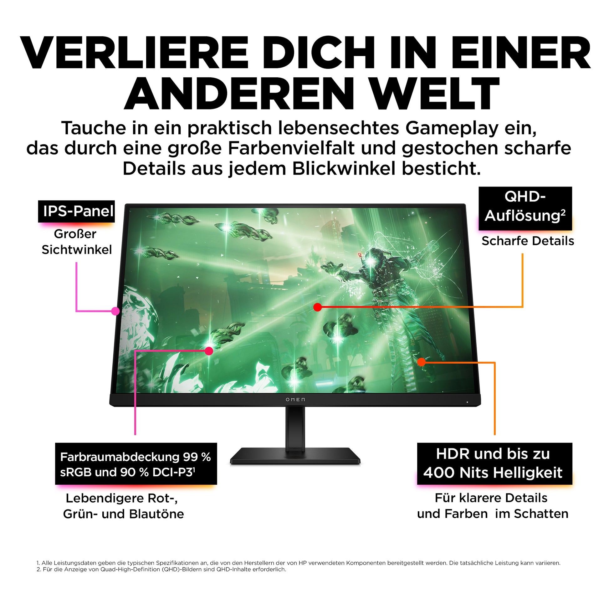 HP OMEN 27Q – Monitor, 27" 2560 × 1440 (WQHD), 165 Hz