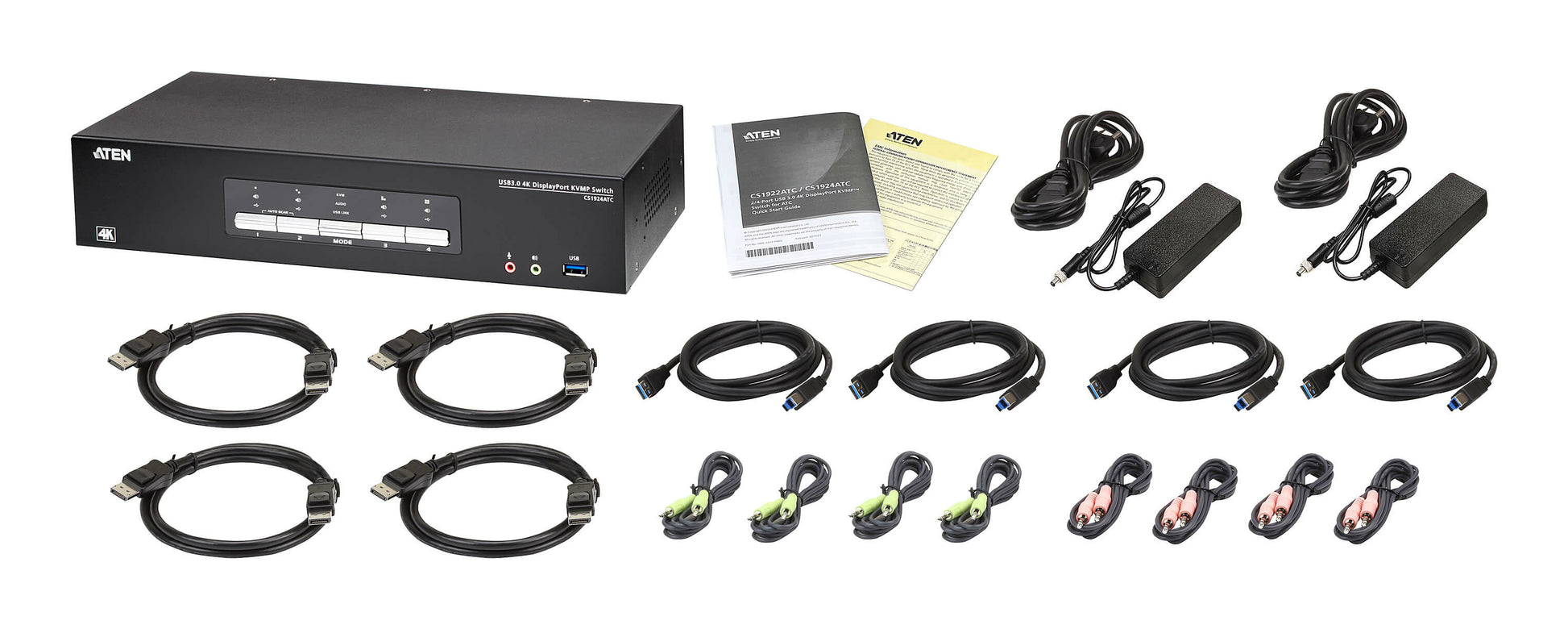 ATEN CS1924ATC – KVM-Switch – 4-Port, DP – 4096 × 2160 @ 60 Hz, Audio, für ATC