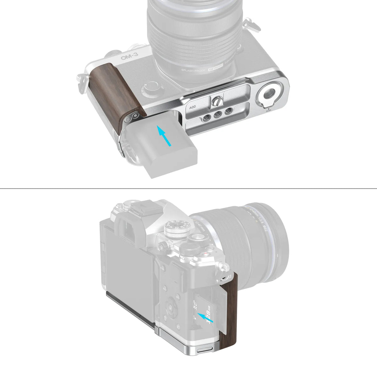 SmallRig 5563 Montageplatte – 59 × 49 × 140,3 mm – für OM SYSTEM OM-3 – Holz
