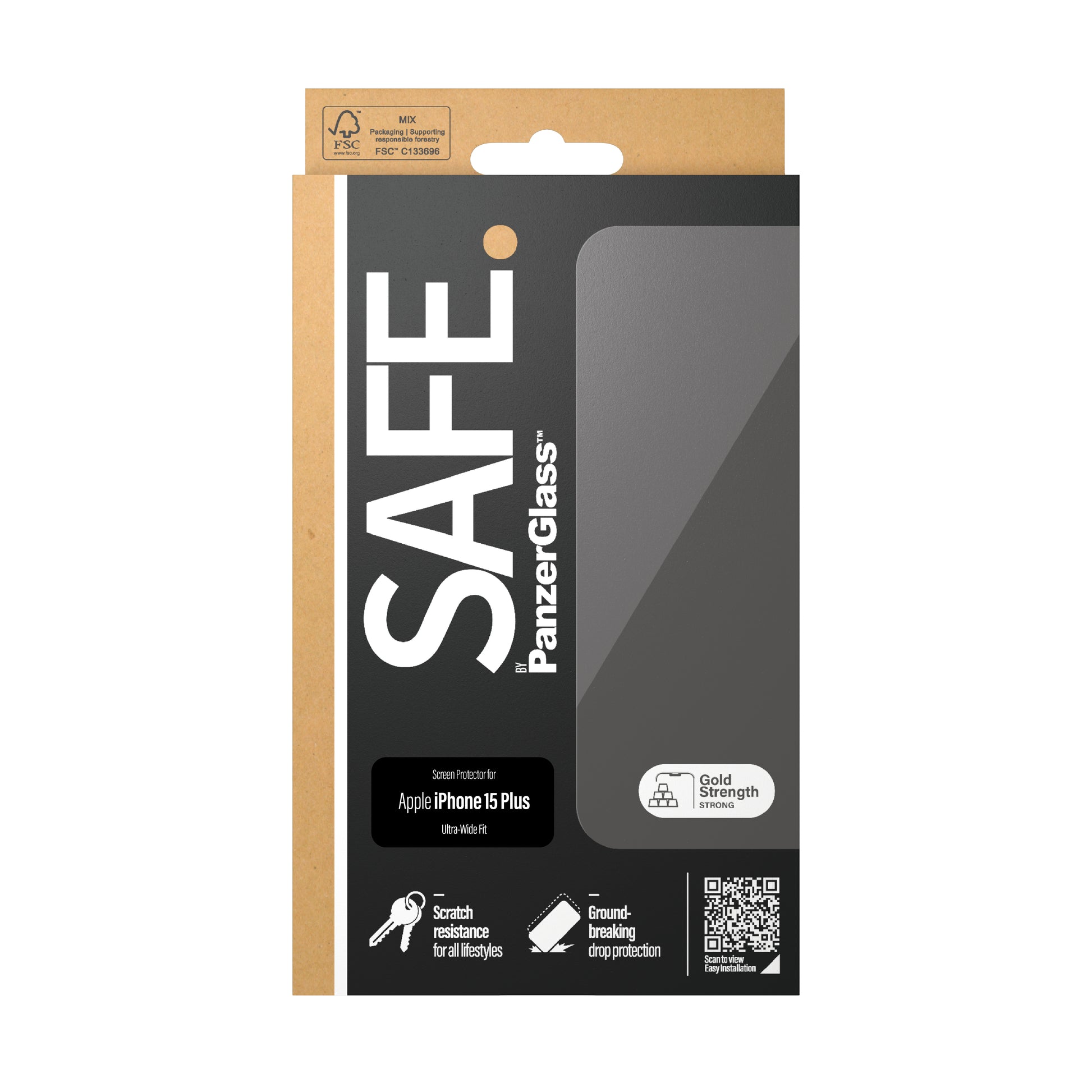 PanzerGlass Displayschutzglas – für Apple iPhone 15 Plus – Ultra-Wide Fit, kratzresistent, stossfest, Hartglas