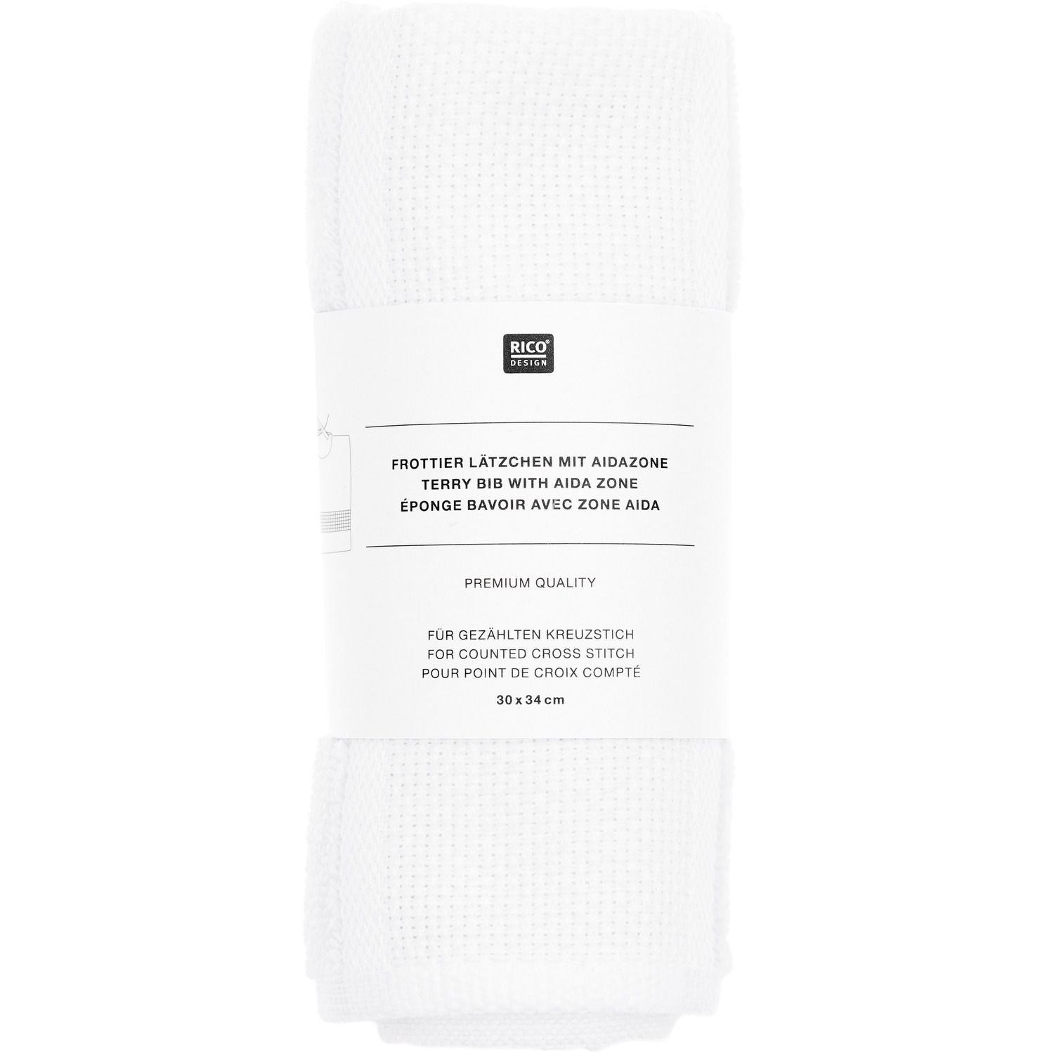 Rico Design Lätzchen – 30 × 34 cm, Weiss, 100% Baumwolle