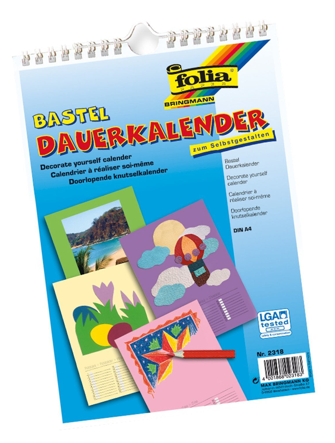 Folia Bastel-Dauerkalender immerwährend – 21 × 29,7 cm – mit Tagesfeldern, mit Aufhänger