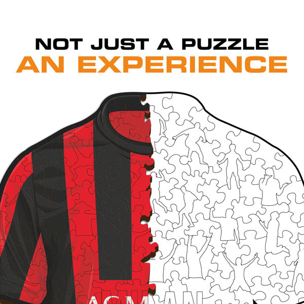 Iconic Puzzles Puzzle AC Milan – 150 Teile – 21 × 25 cm – ab 10 J. – Holz – schwarz/rot