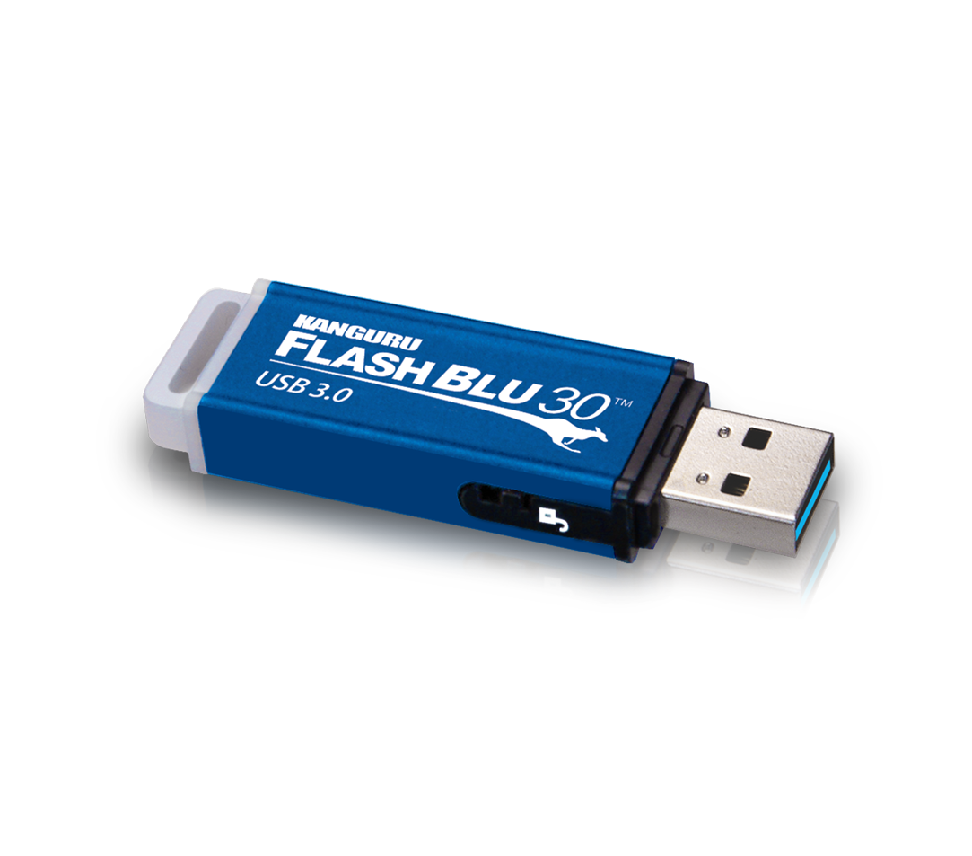 iStorage FlashBlu30 ALK-FB30-16G USB-Stick 16 GB – USB-A 3.2 Gen 1, 145/45 MB/s, Drehring, Blau