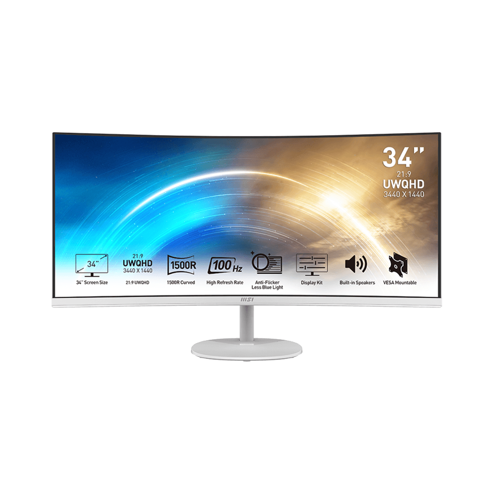 MSI PRO MP341CQWDE – 34" Gebogener 1500R, 3440 × 1440 (UWQHD), VA, 100 Hz