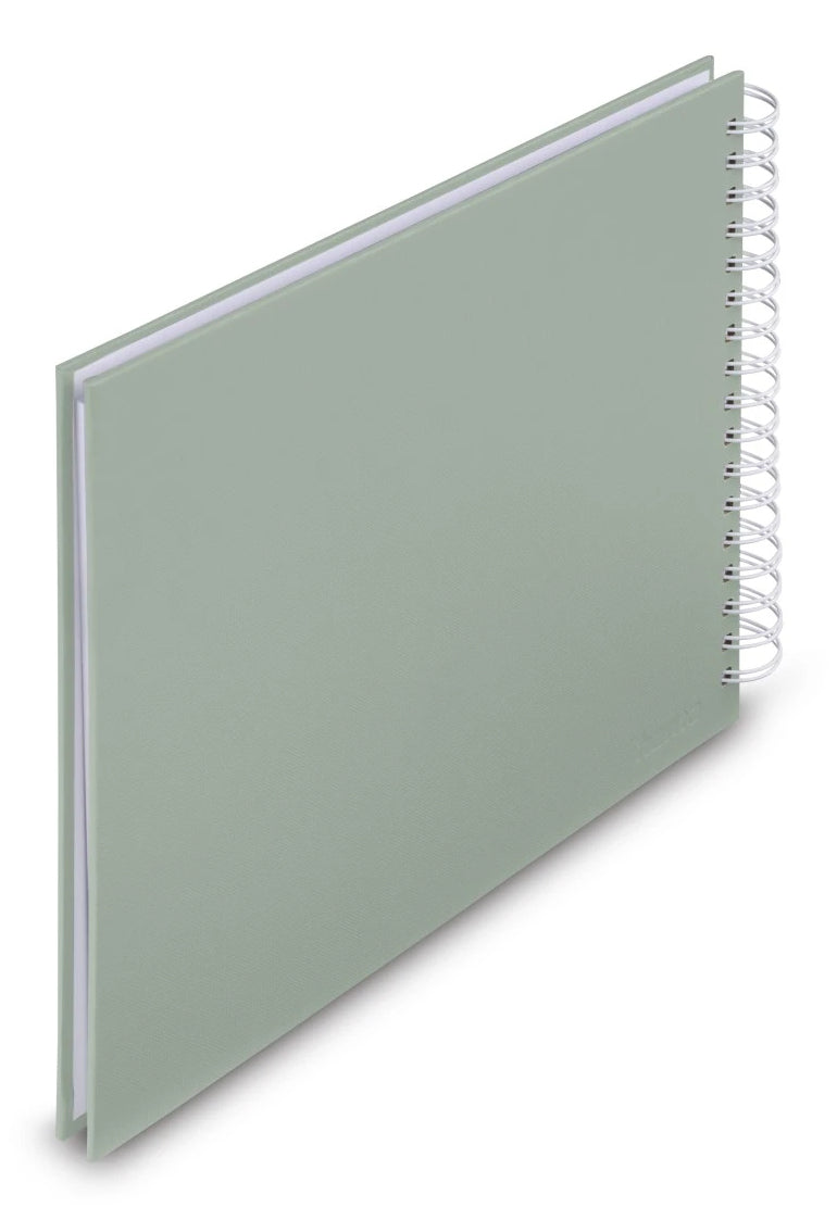 Hama Fine Art – Fotobuch, Spiralbindung, Weiss, 28 × 24 cm, Papier, Salbei, mit integrierter Einstecktasche