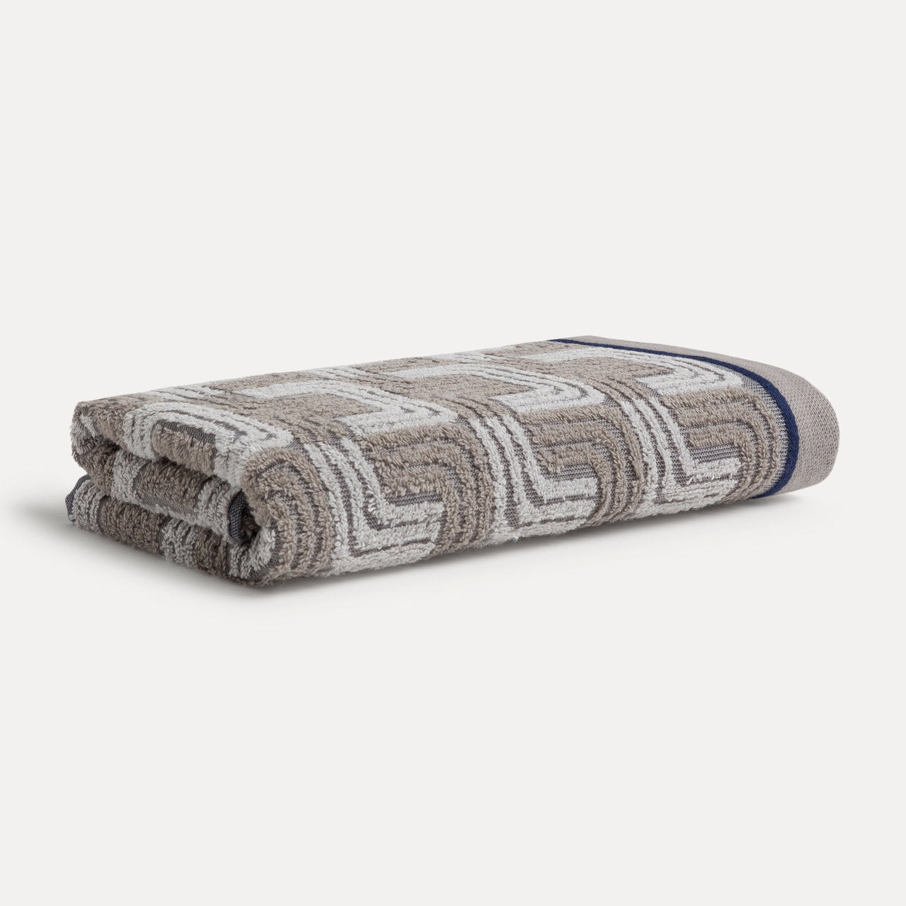 MÖVE Duschtuch Geometric Shapes Texture – 67 × 140 cm, Beige/Grau, 100% Baumwolle, 530 g/m²