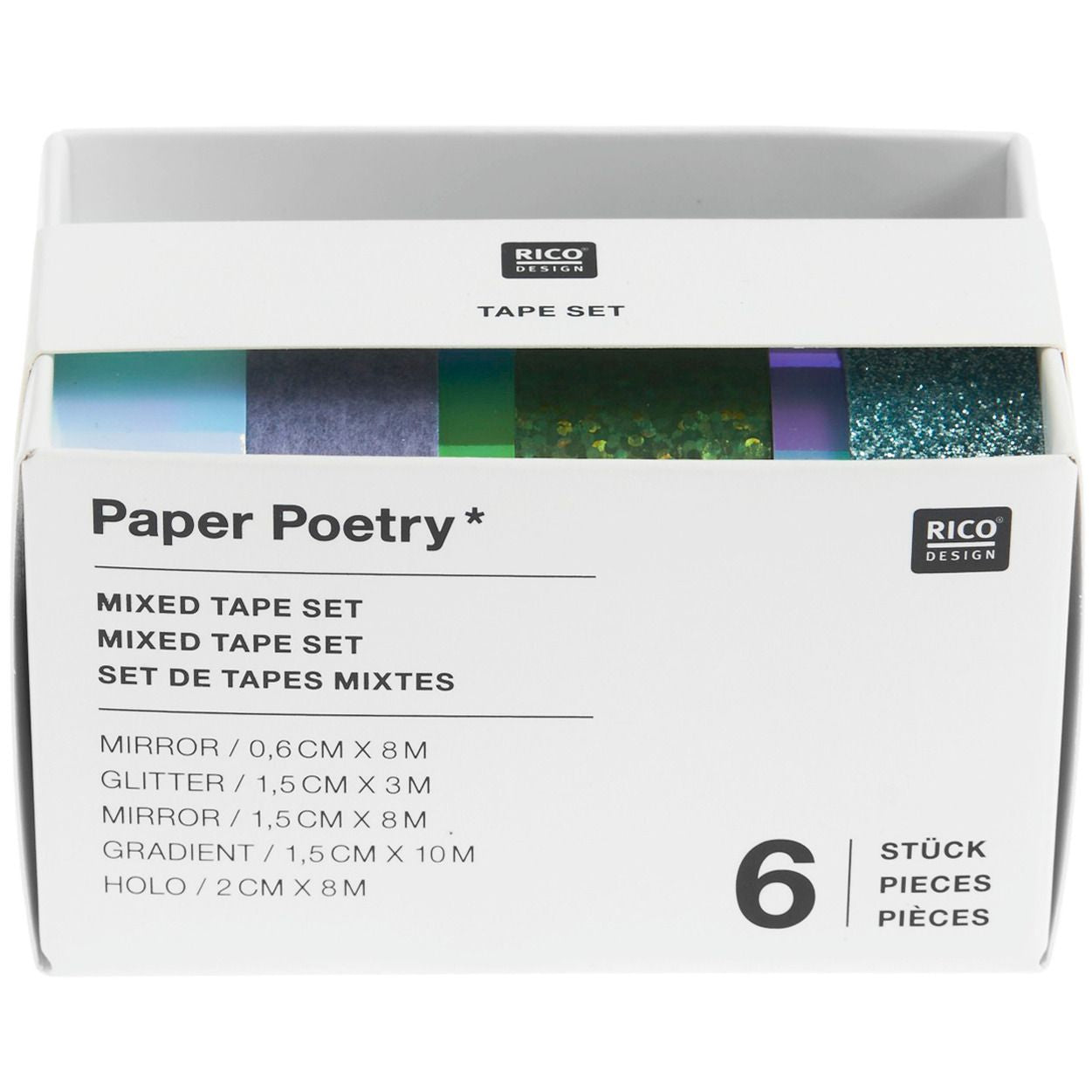 Rico Design Washi Tape Set – mehrfarbig, holografisch – 6 Rollen, Papier