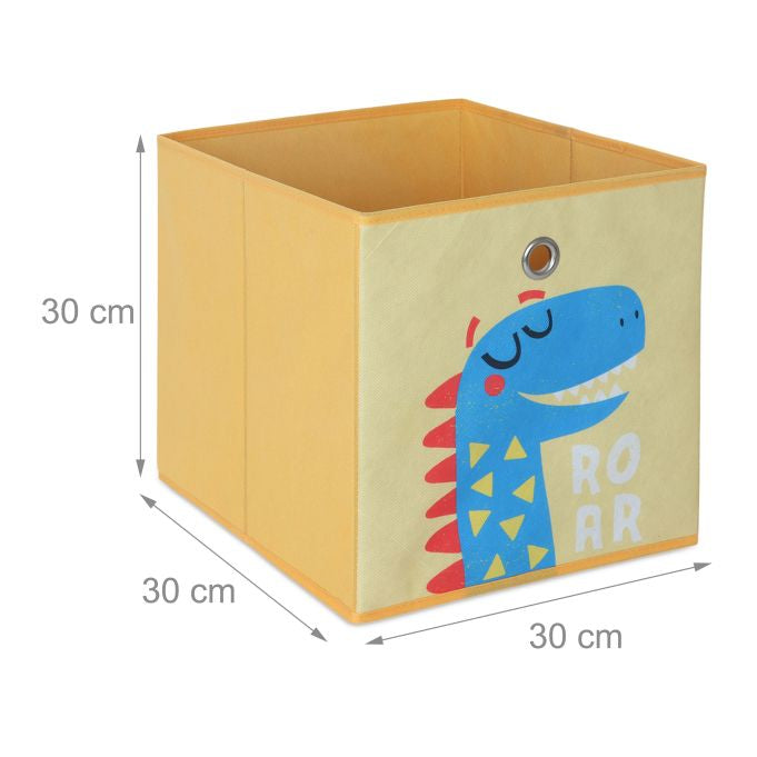 Relaxdays Aufbewahrungsbox Dinosaurier – ohne Deckel – mehrfarbig (blau, grün, gelb, orange) – Set 4-teilig –