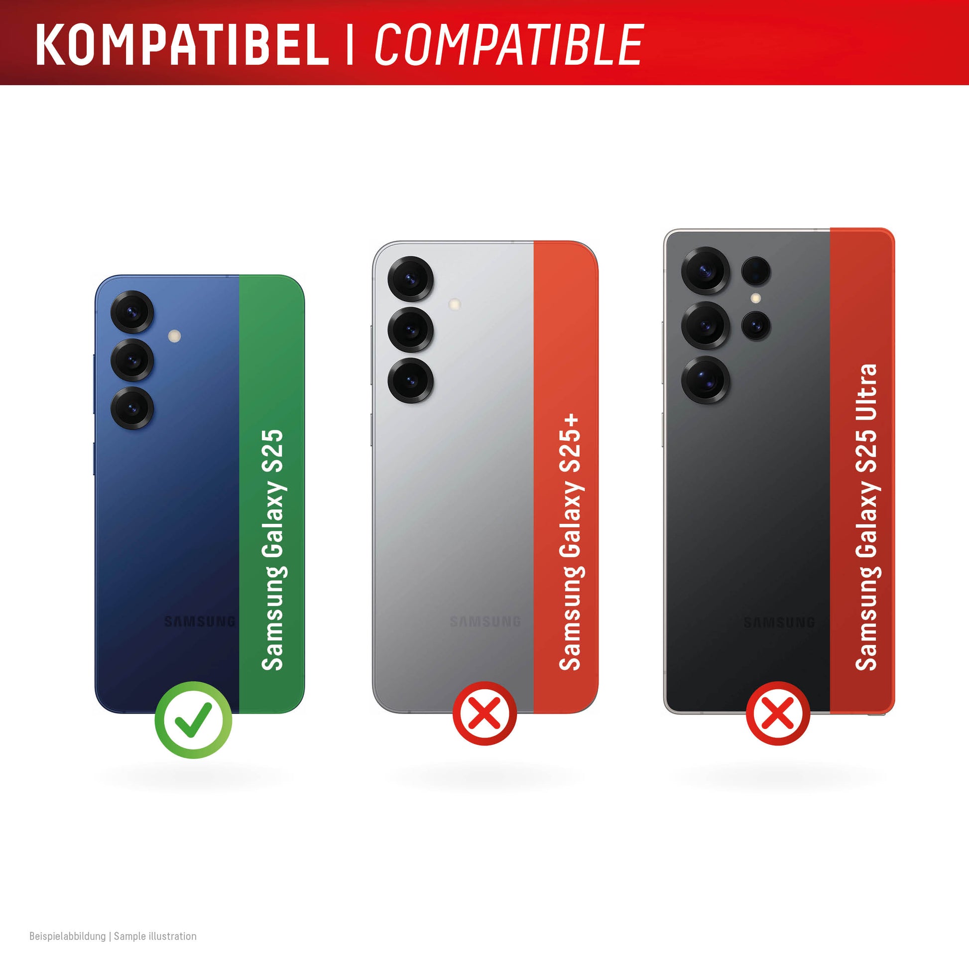 E.V.I. Kameralinsenschutz, 10H – für Samsung Galaxy S25 – Transparent/Schwarz