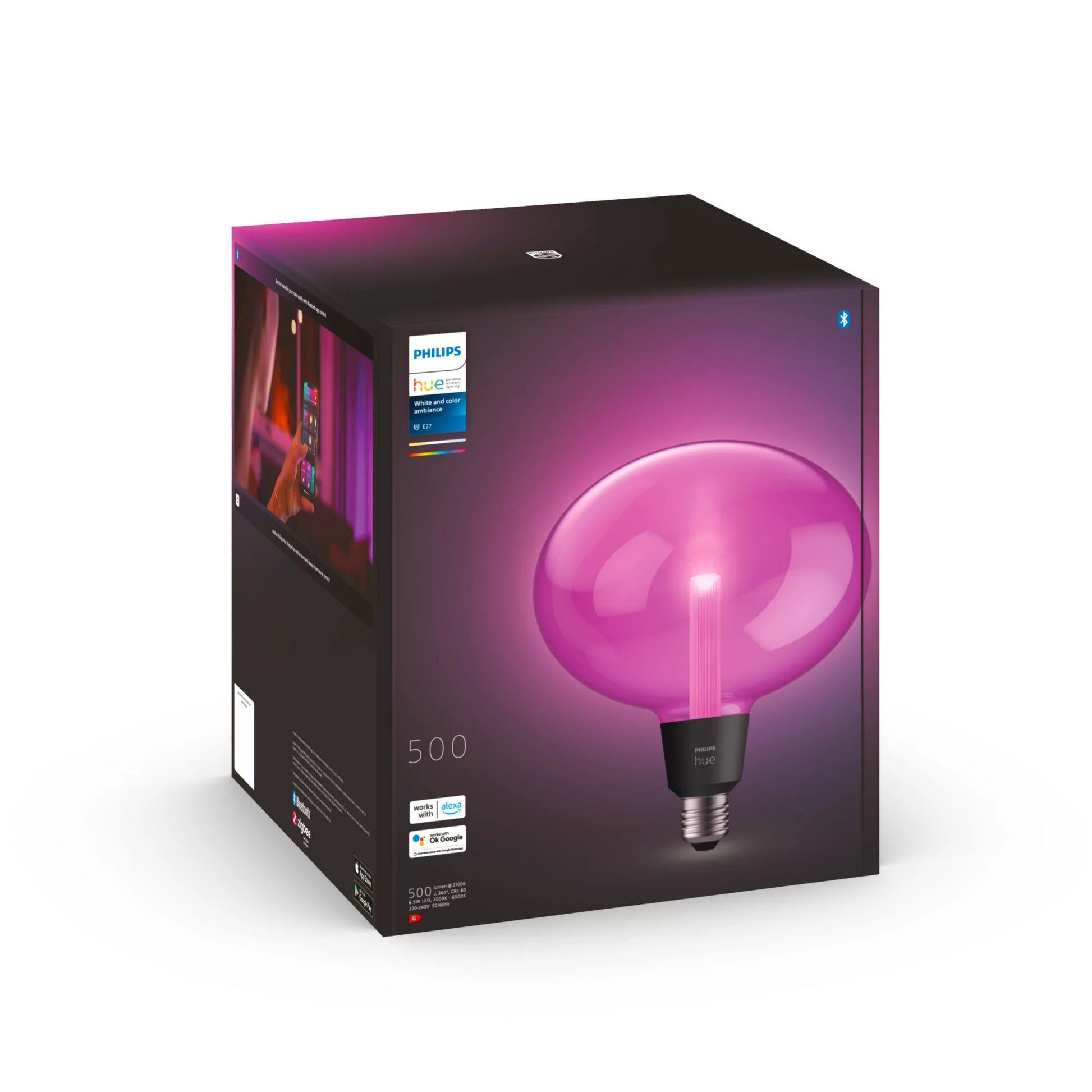Philips by Signify Philips Hue Smart-Leuchtmittel E27 White & Color Ambiance – 500 lm, 2000–6500 K/mehrfarbig, App-Steuerung, dimmbar