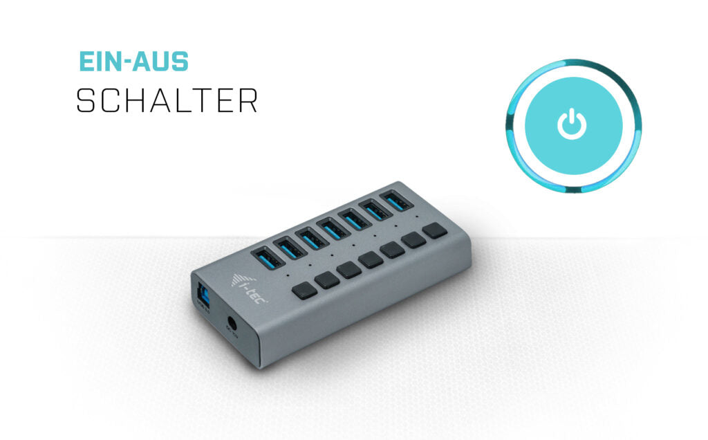 i-tec Ladegerät – 36 W, 7× USB-A, mit externem Netzteil – für Tablets, Notebooks, Ultrabooks und mehr