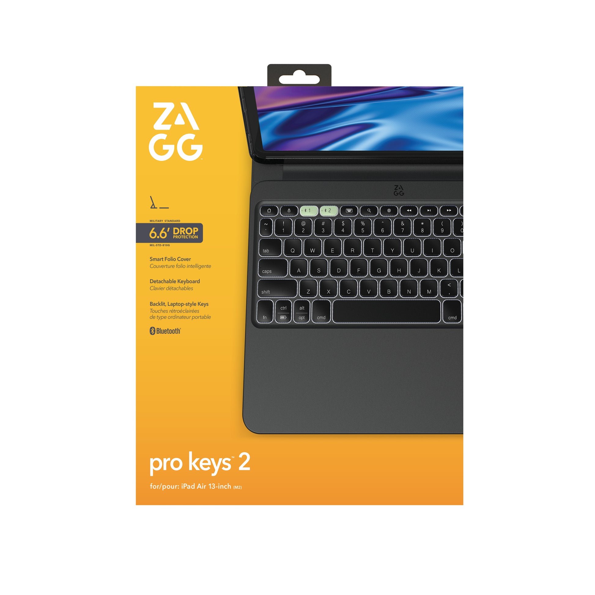 ZAGG PROKEYS 2 – Tastatur, DE-Layout (DE), Schwarz – für iPad Air 13 (M2/M3)