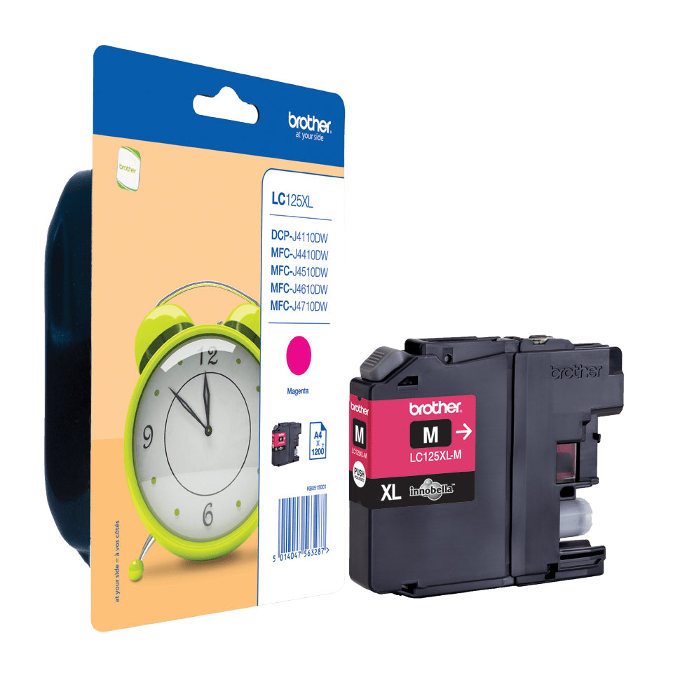 Brother LC-125XLYBP Magenta Tintenpatrone (Original) – 1'200 Seiten – für MFC-J6520DW/J6720DW/J6920DW …