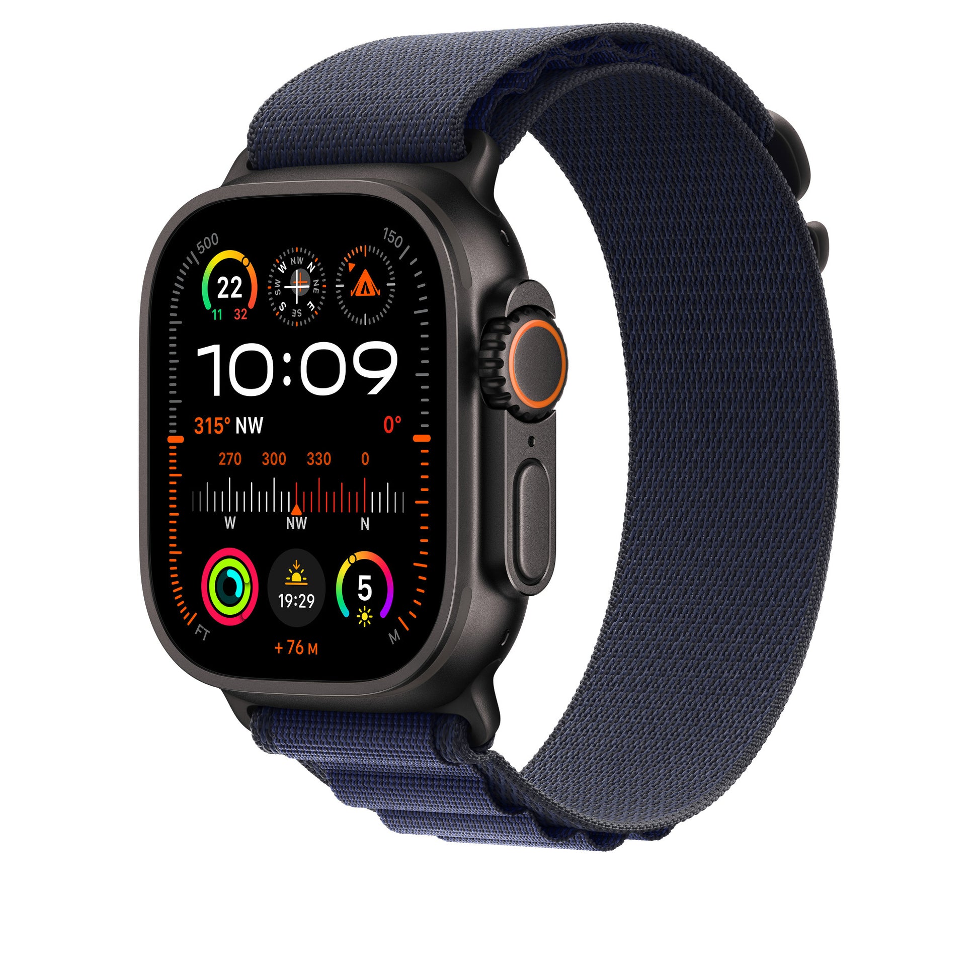 Apple Alpine Loop – Titan Schwarz, Marine, S, für Apple Watch