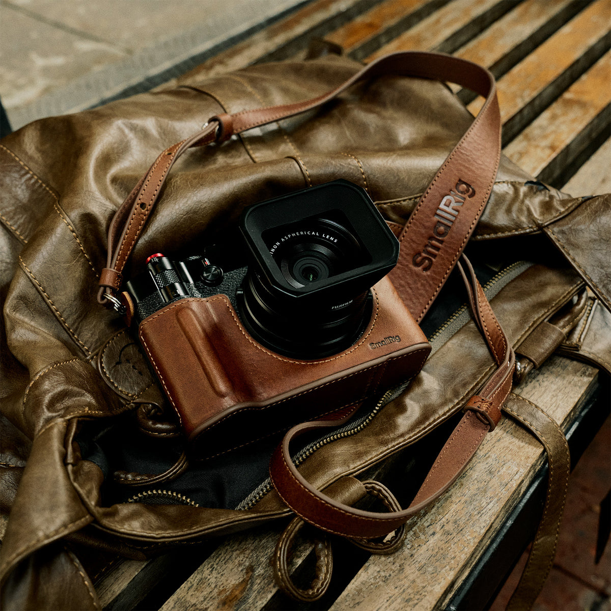 SmallRig 5268 Leder-Gehäuse-Kit – Aluminium/Leder/Mikrofaser – für Fujifilm GFX100RF – Braun