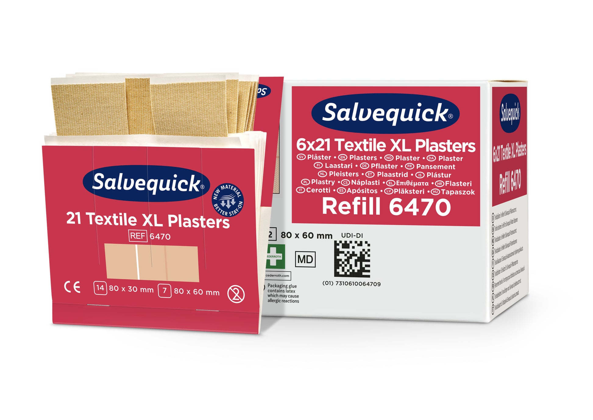 Cederroth Pflaster-Nachfüllpackung – 21 Stück, für Salvequick Spender, hautfarben