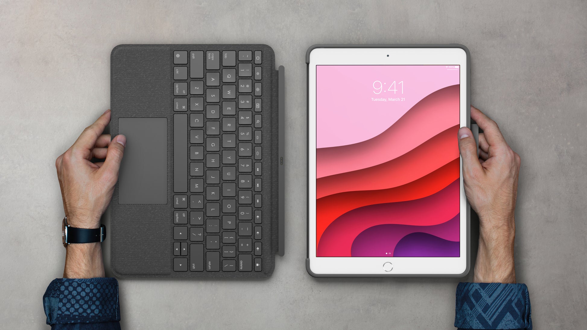 Logitech Combo Touch Tastatur-Case für iPad 10,2" (7. Gen.) – Smart Connector, QWERTY (ES) – Graphit