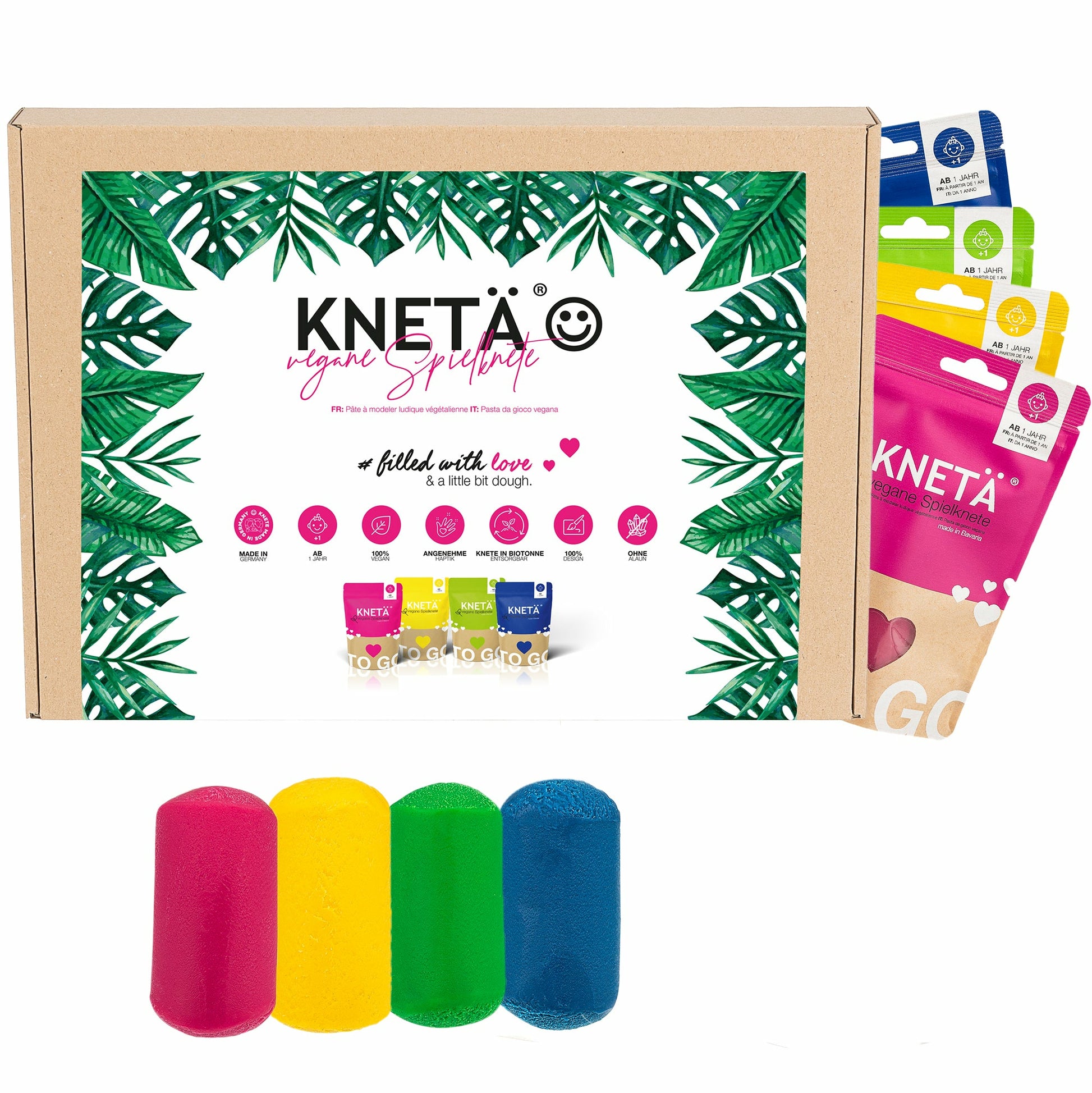 KNETÄ Knete, Mehrfarbig, 100 g, 4 Stk., FSC