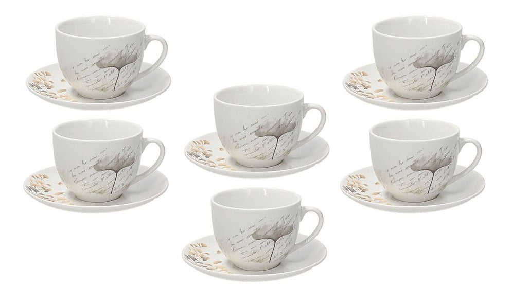 Tognana Porcellane Tognana Kaffeetasse Madison – 6er Set, 260 ml, Ø 15 cm, Porzellan, Weiss/Beige, spülmaschinenfest