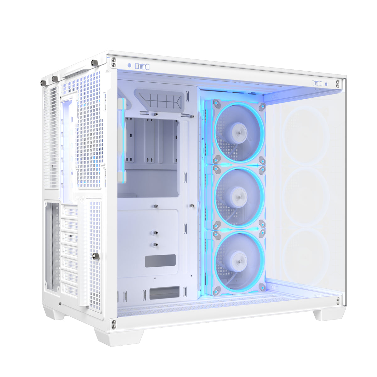 ASUS A32 PLUS TG ARGB WEISS – PC-Gehäuse – ATX/micro-ATX/Mini-ITX, Gehärtetes Glas, ARGB, ohne Netzteil
