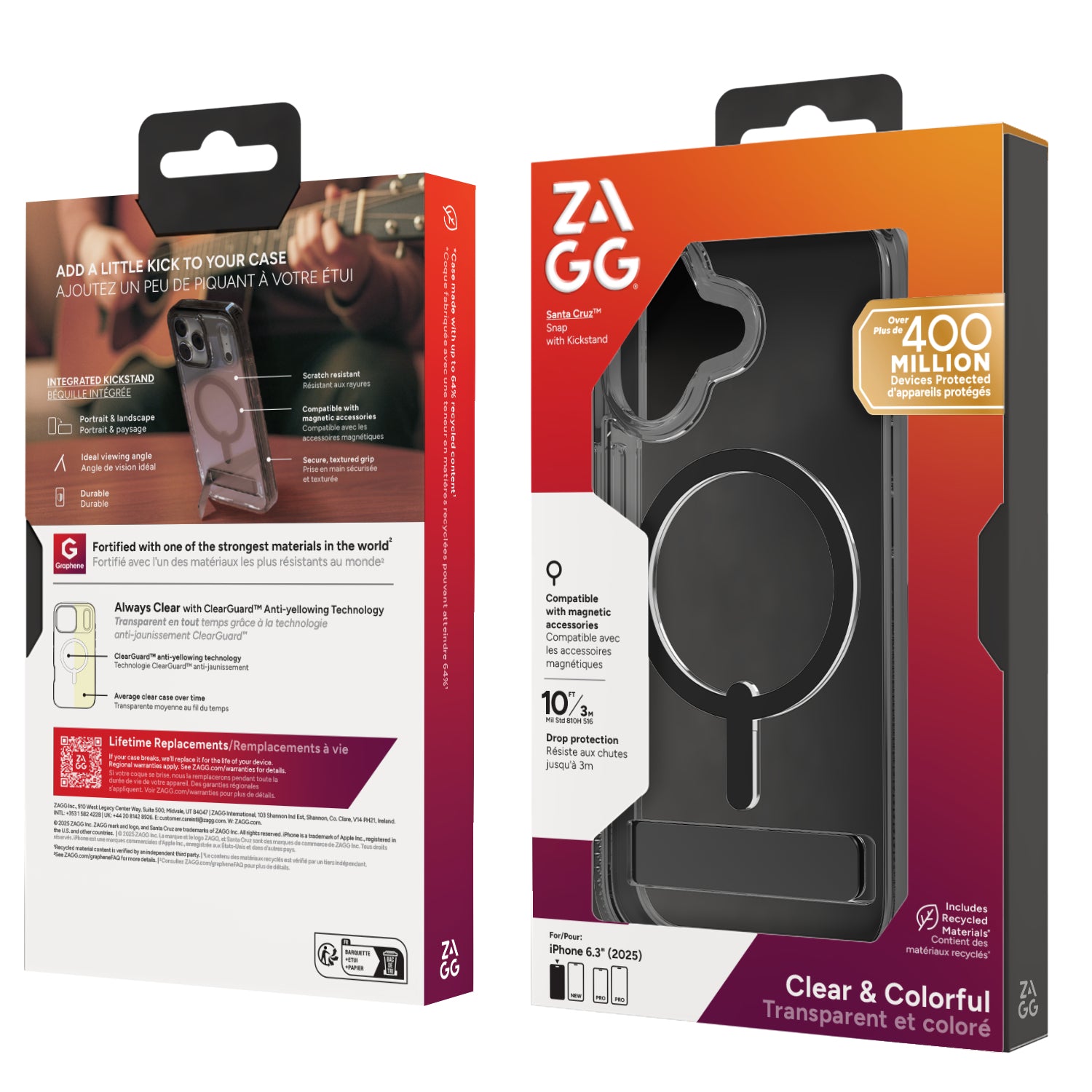 ZAGG Santa Cruz Snap Backcover – für Apple iPhone 17, Graphen, Schwarz/Transparent, bis 4 m sturzsicher