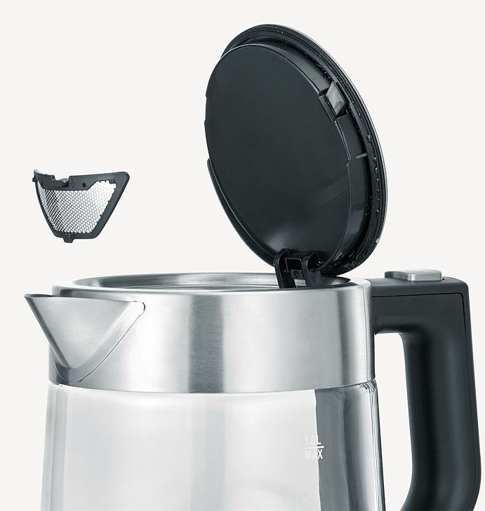 Severin Wasserkocher WK 3468 – 1 l, Glas, 2200 W, Schwarz, 360°-Sockel