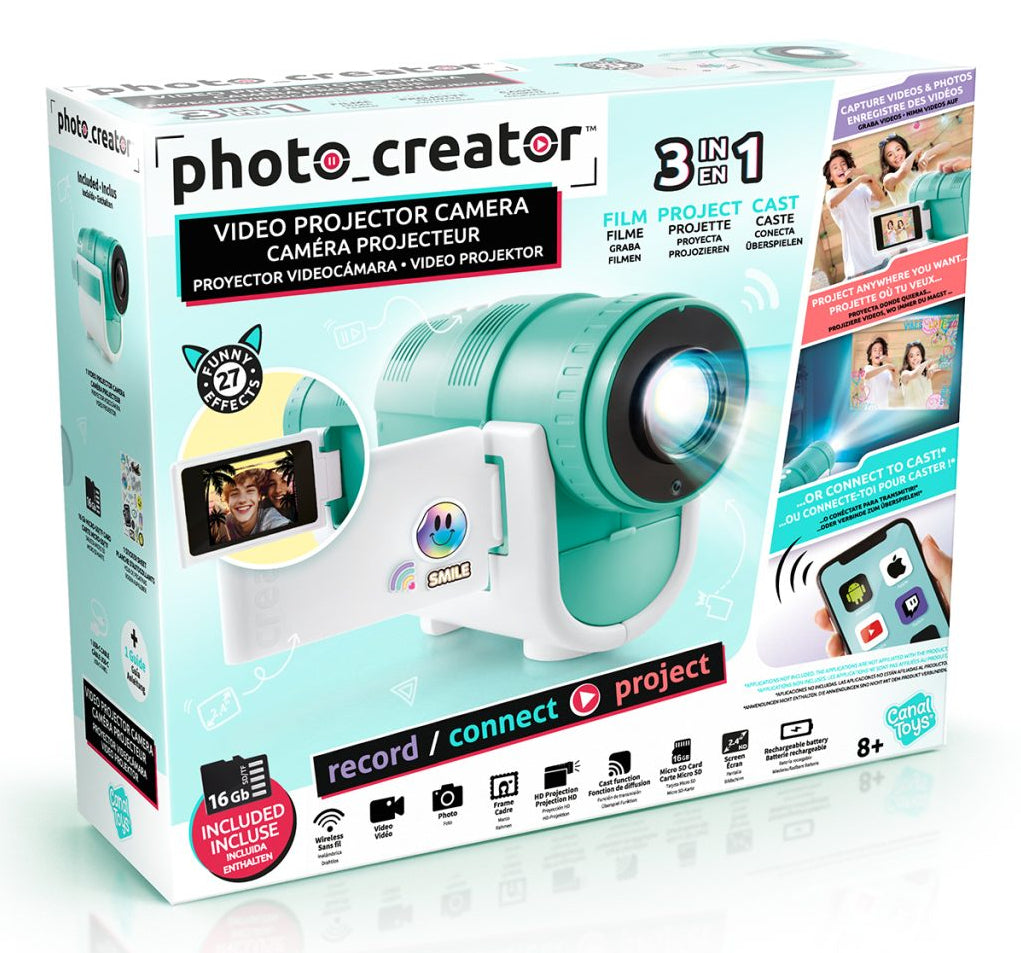 Canal Toys Spielzeug-Kamera Camera Projector – 16 GB, 1 Batterie – 1 Stück – ab 8 J. – türkis/weiss