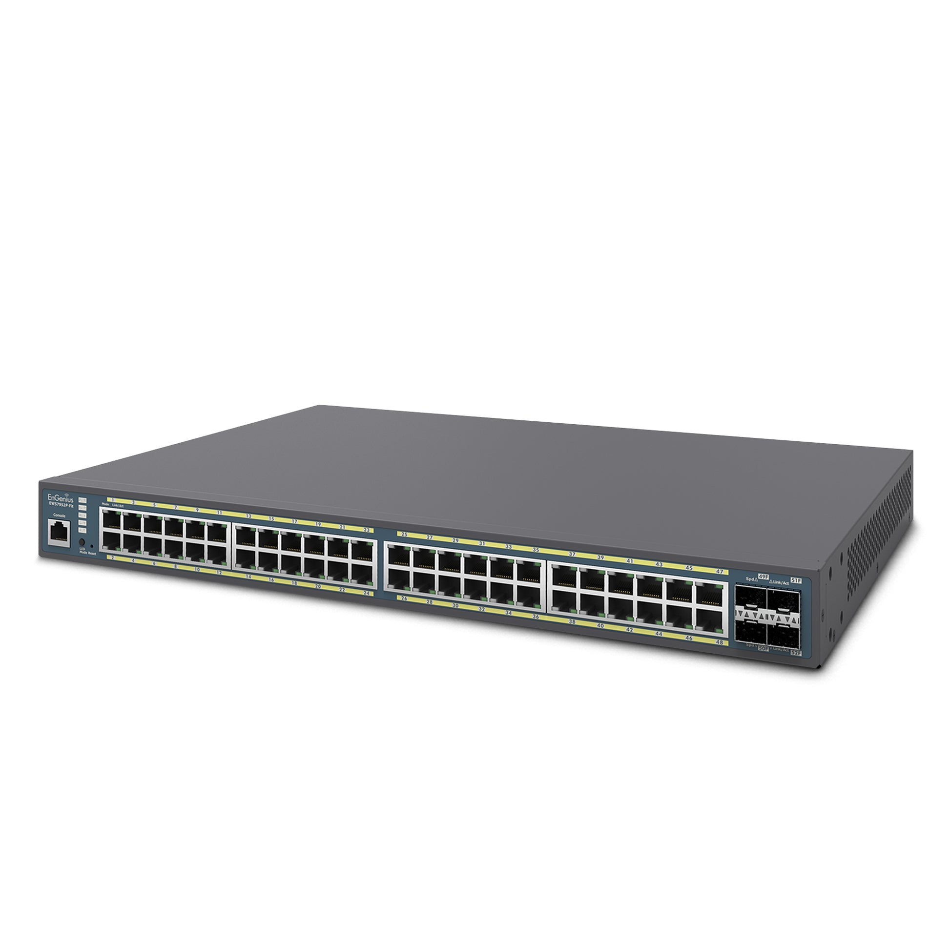 EnGenius EWS7952P-FIT – Managed L2/L3 Switch – 48× 1G, 4× SFP, PoE+, PoE-Budget 410 W, 19"