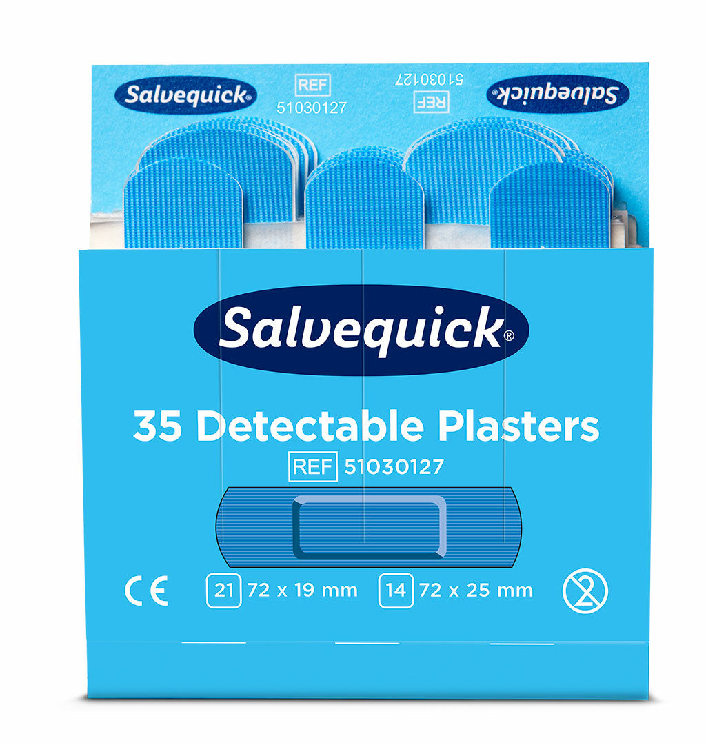 Cederroth Nachfüllpackung für detektierbare Pflaster – 35 Stück, für Salvequick Spender, 72 × 19 mm, 72 × 25 mm