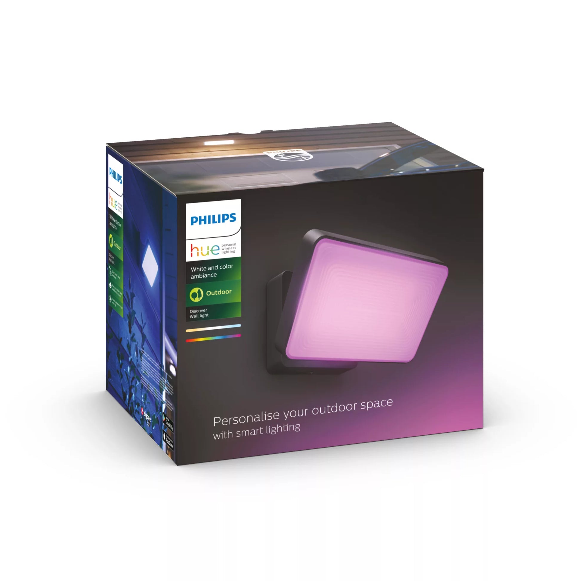Philips by Signify Philips Hue Aussenwandleuchte – ZigBee – für Philips Hue – schwenkbar, dimmbar – Schwarz – Metall